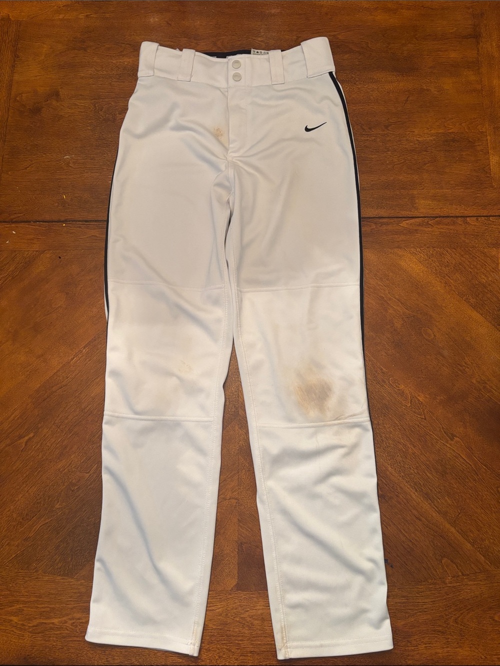 Nike White Kids Baseball Sweatpants with Black Piping